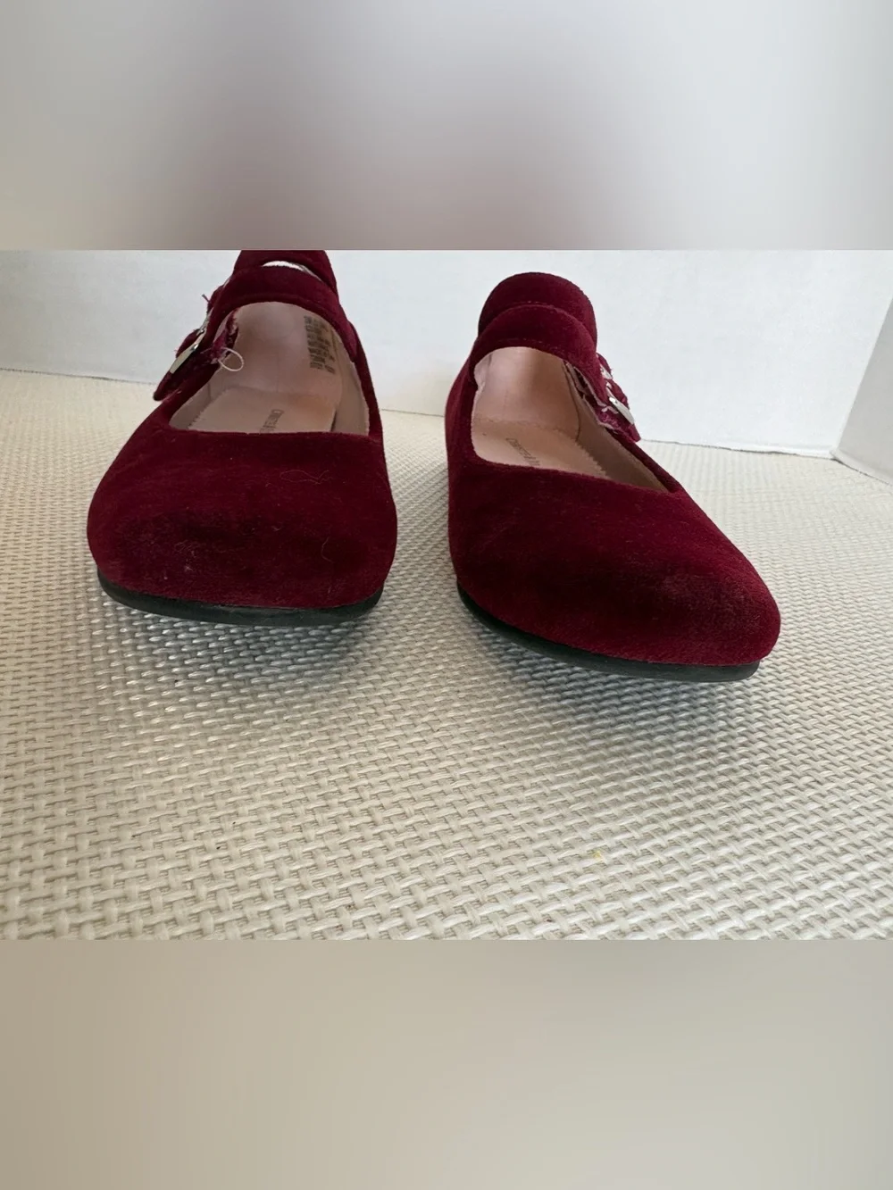 Christie & Jill Girls Size 3 Mary Jane Maroon Velvet Shoes Fancy Dress